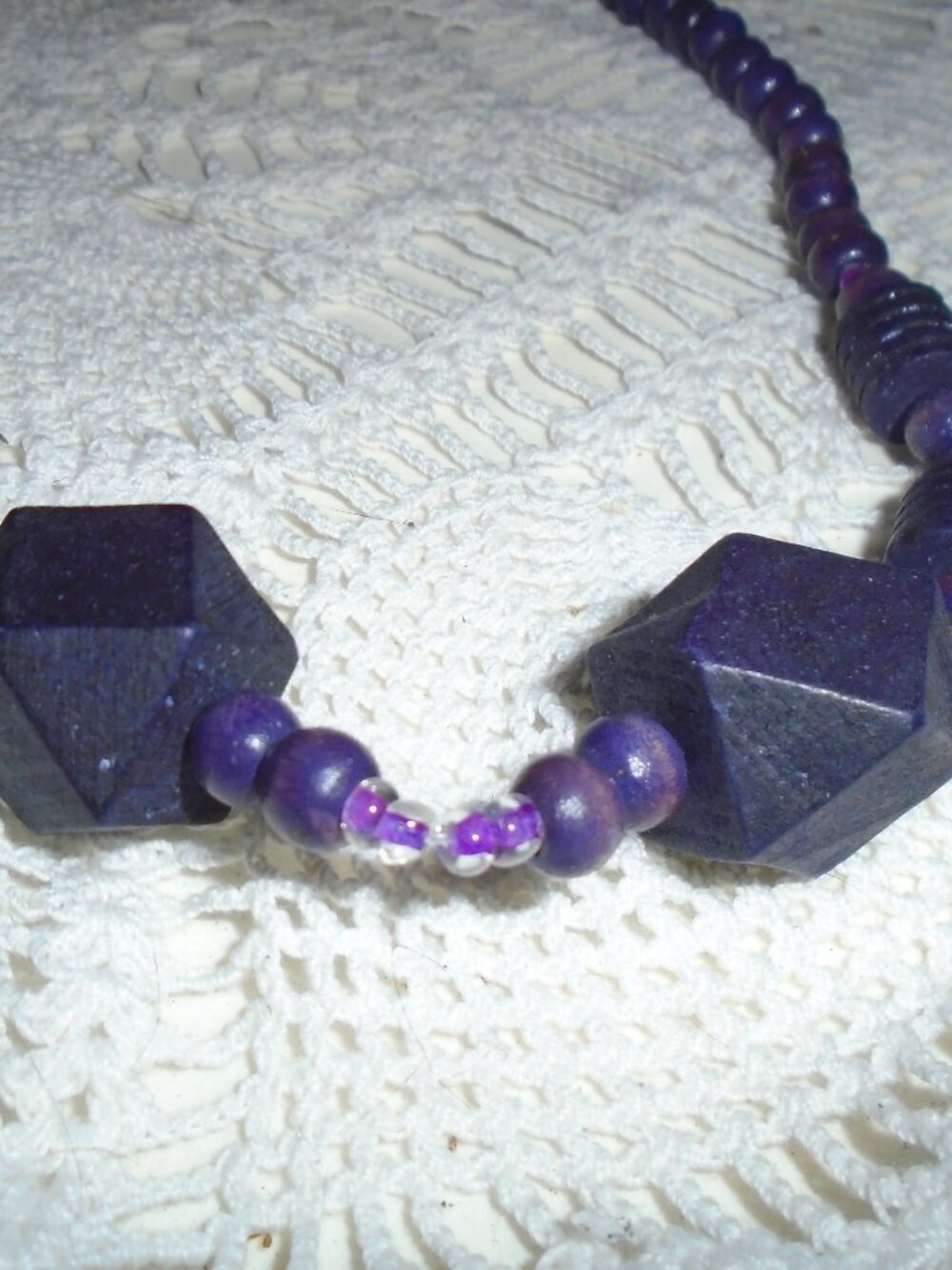 Bright purple geometric statement necklace